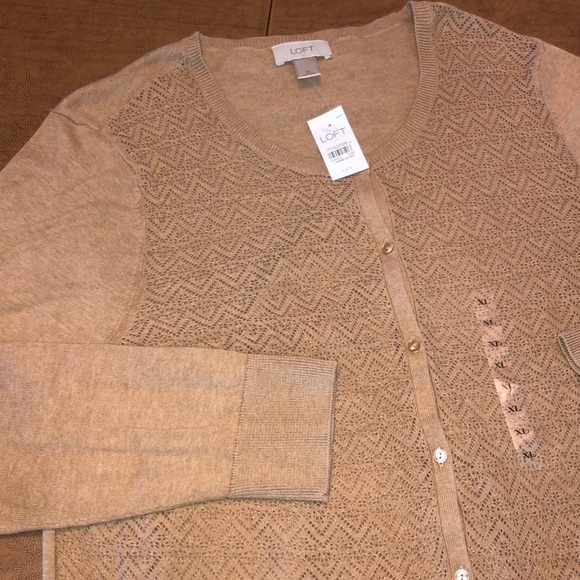 LOFT Sweaters - LOFT Tan Lightweight Knit Front Cardigan Sweater